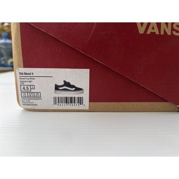 Vans Old Skool V Black / True White  Hook & Loop Sneakers Women’s Size 4.5 - Picture 3 of 16